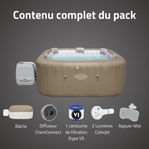 Bestway Spa gonflable carré Lay-Z-Spa Palma HydroJet Pro 5-7 personnes