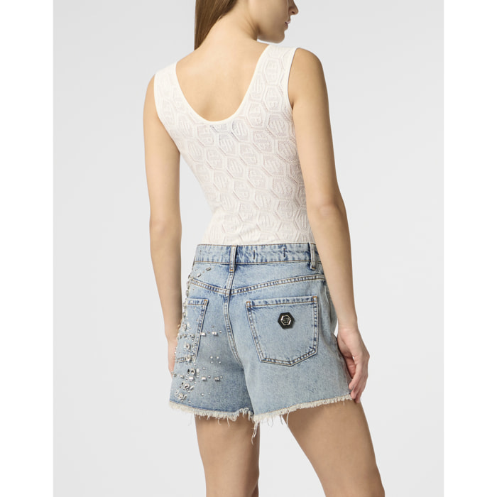 PHILIPP PLEIN Knit Tank Top Piercing Monogram