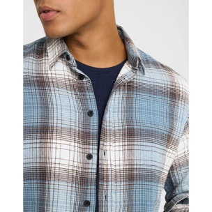 Camisa Manga Larga Cuadros Azul - Jelvel