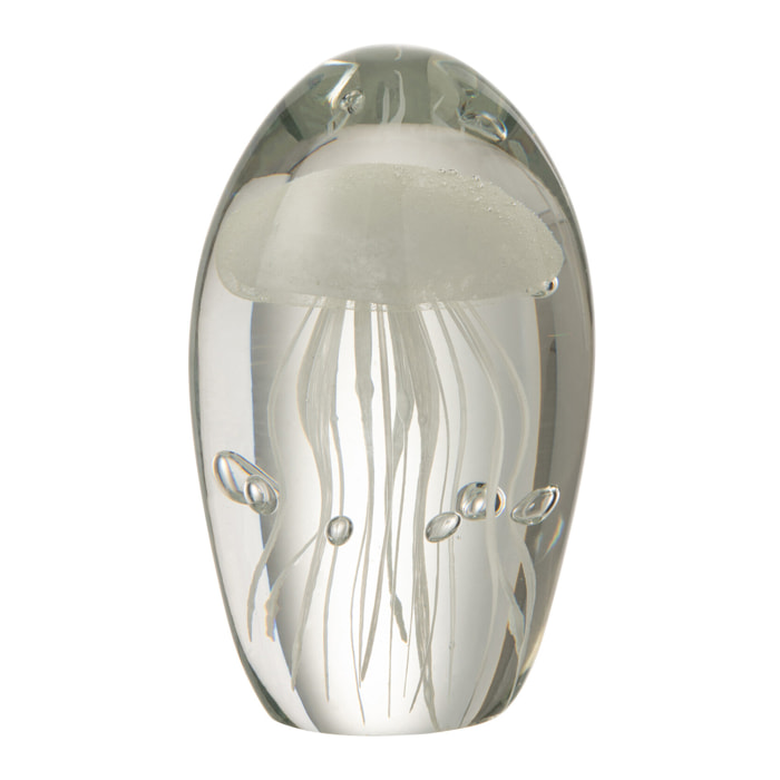 J-Line Presse-Papier Méduse En Verre Blanc Small