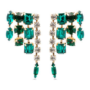 Pendientes con Cristal Multicolor acabado oro 18k