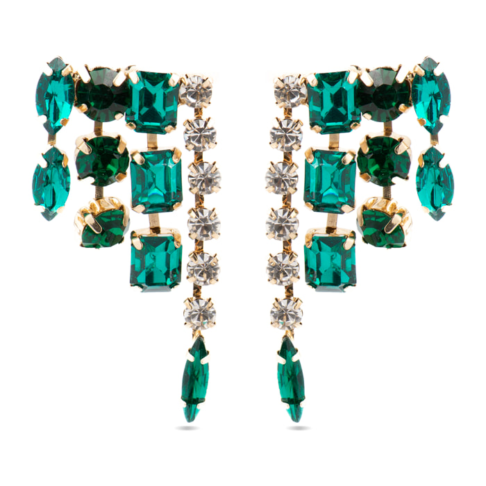 Pendientes con Cristal Multicolor acabado oro 18k