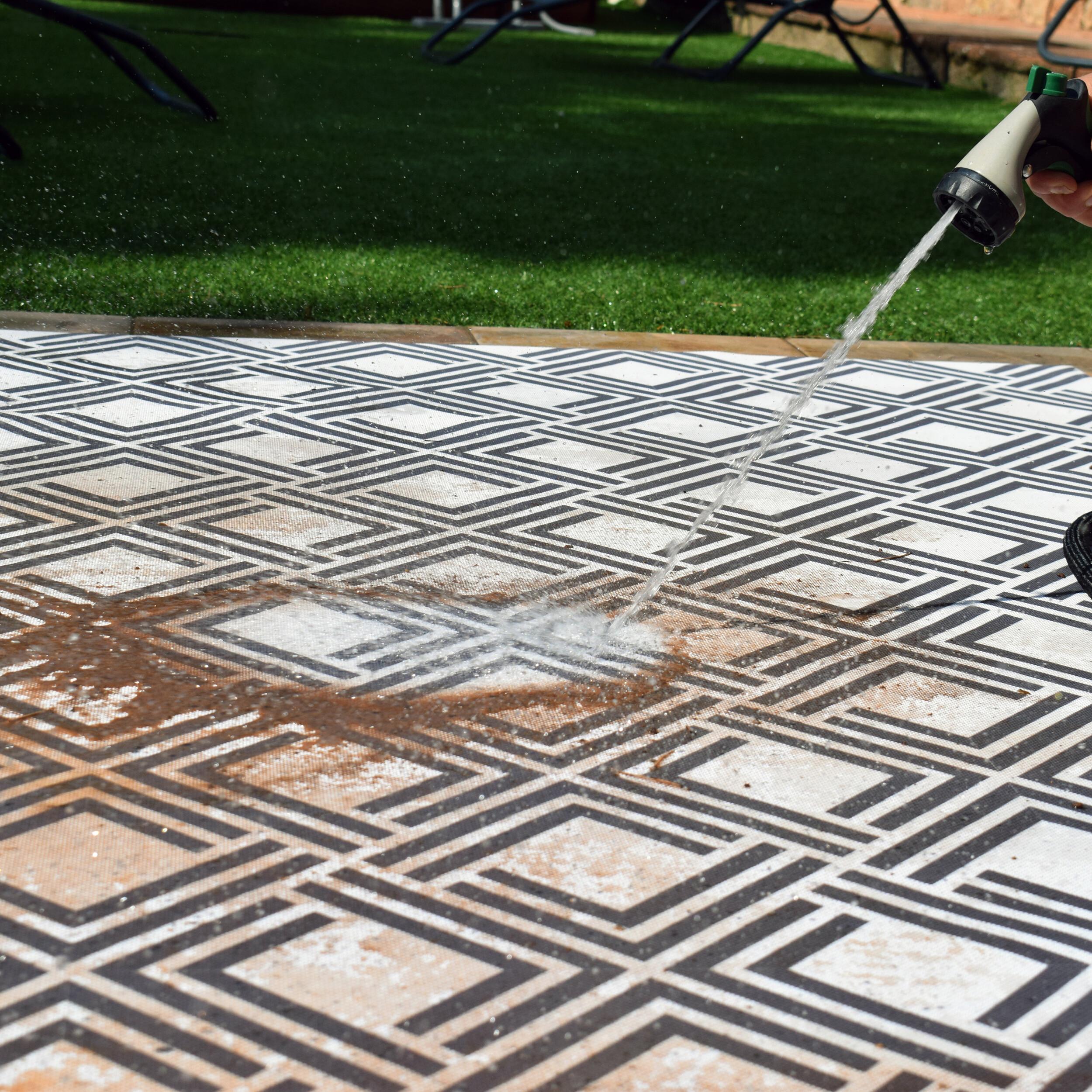 Alfombra de vinilo tejido ELEGANT art déco blanco/negro