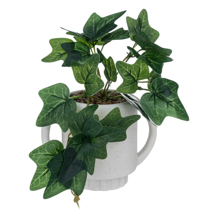 Plante artificielle en pot en céramique H24cm marron cannelle