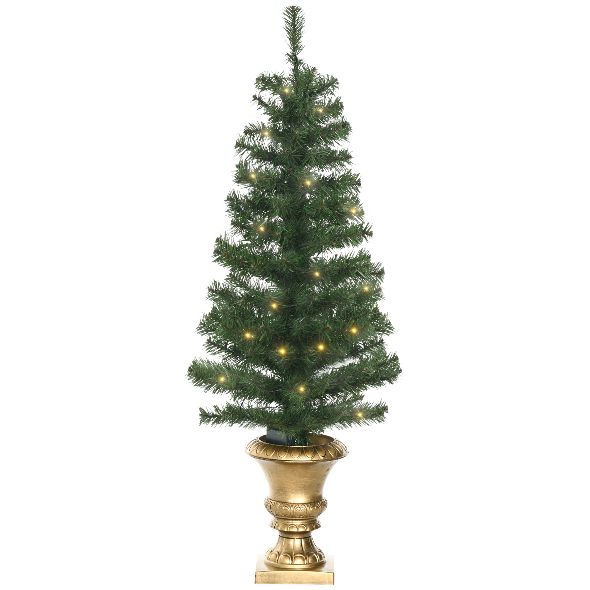 HOMCOM Albero di Natale Artificiale da 120cm con 60 Luci LED e 140 Rami per Interni, Verde