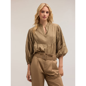 Motivi - Blusa over con motivo pieghe - Verde militare