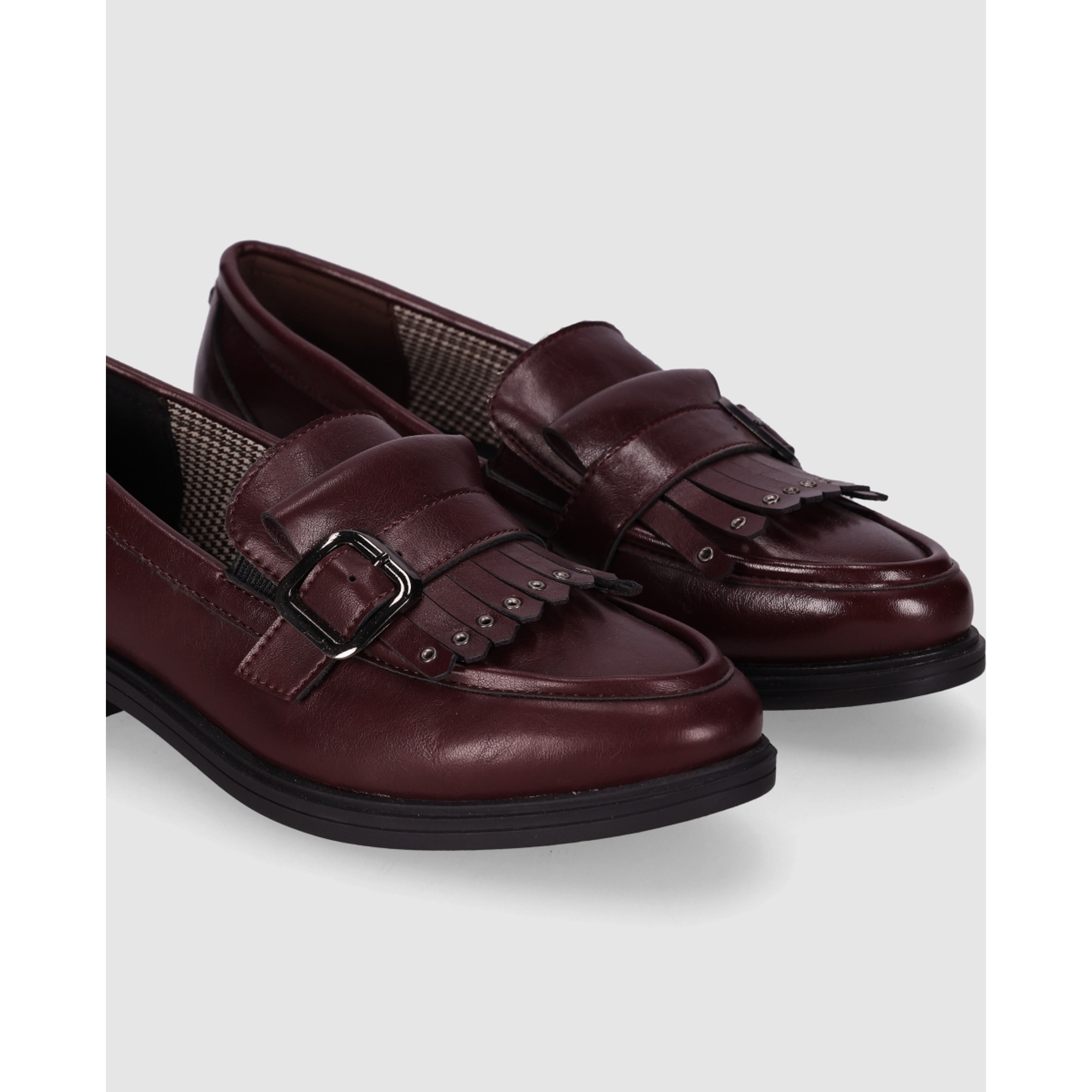 Zapatos de Piel Sintética - Vino - Tacón: 3 cm