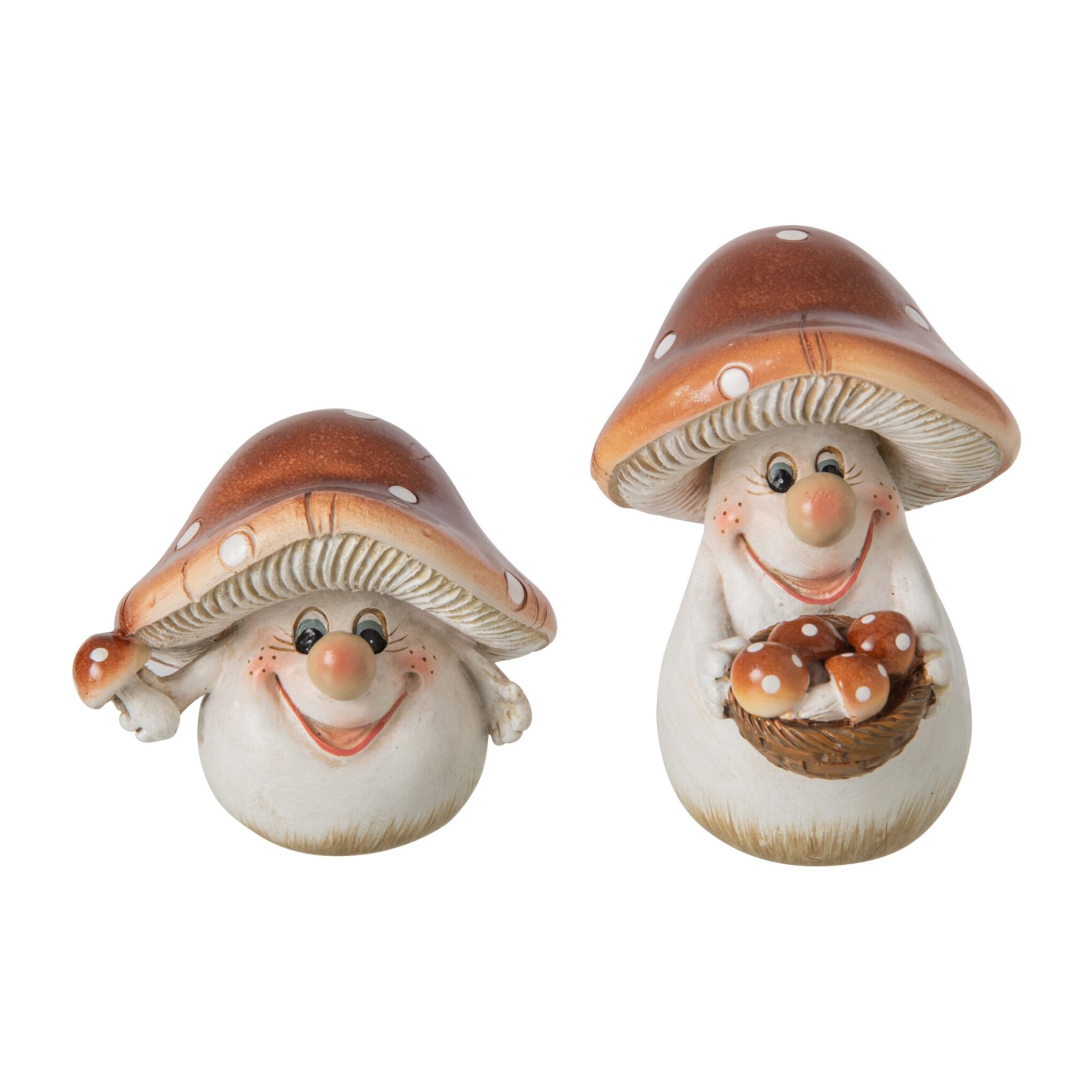 J-Line Champignon - polyrésine - marron/blanc - small - assortiment de 2