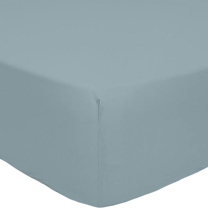Drap housse 100% percale de coton 80fil - bleu azur