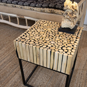 Meuble d'appoint en métal et branche de teck  TAHAA