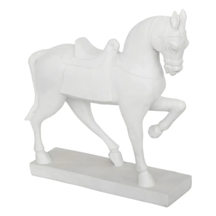 Statue cheval Little cottage résine blanc H35cm