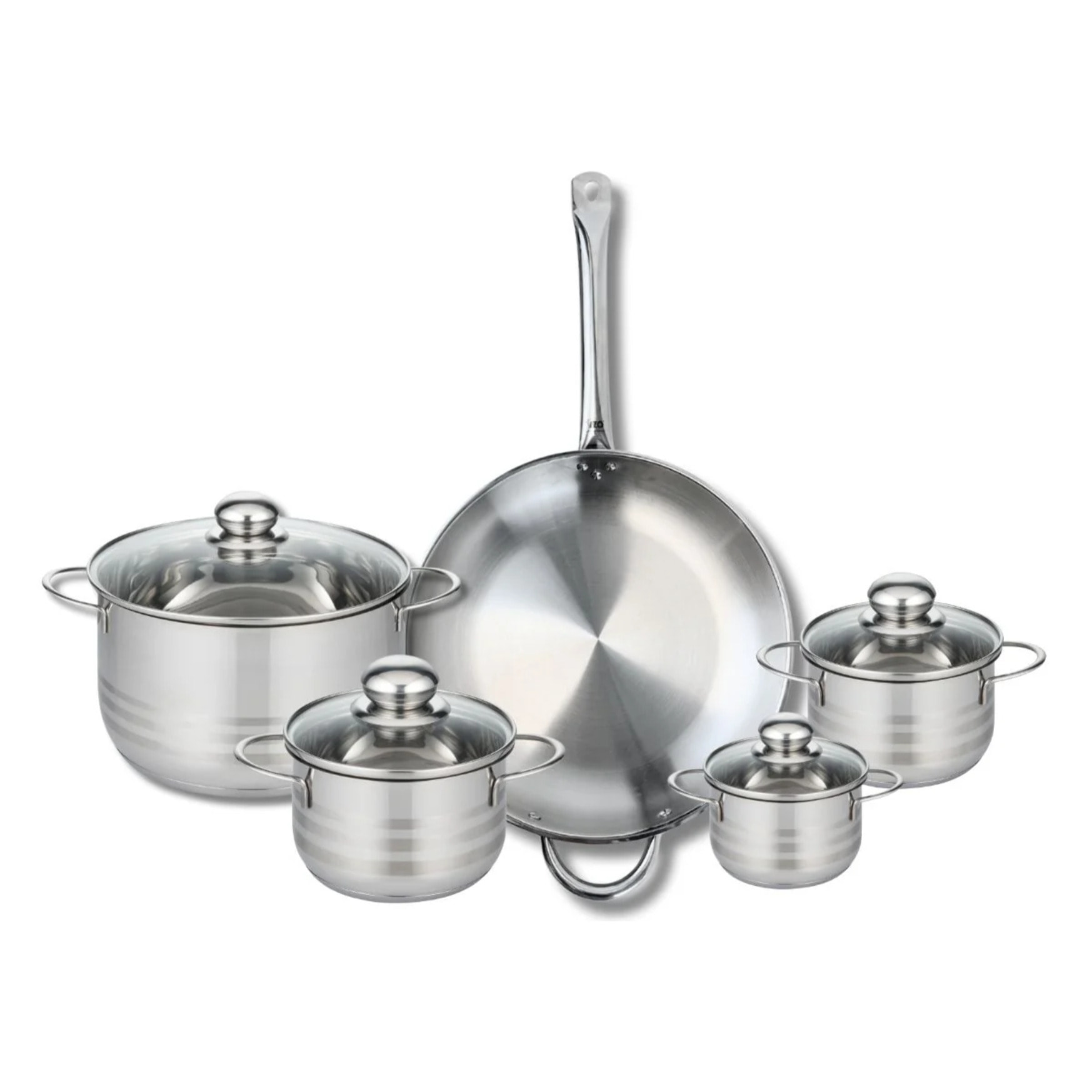 Ensemble de 1 Poêle de cuisson 32 cm et 4 faitouts 12, 14, 16 et 24 cm Elo Profi Brillant