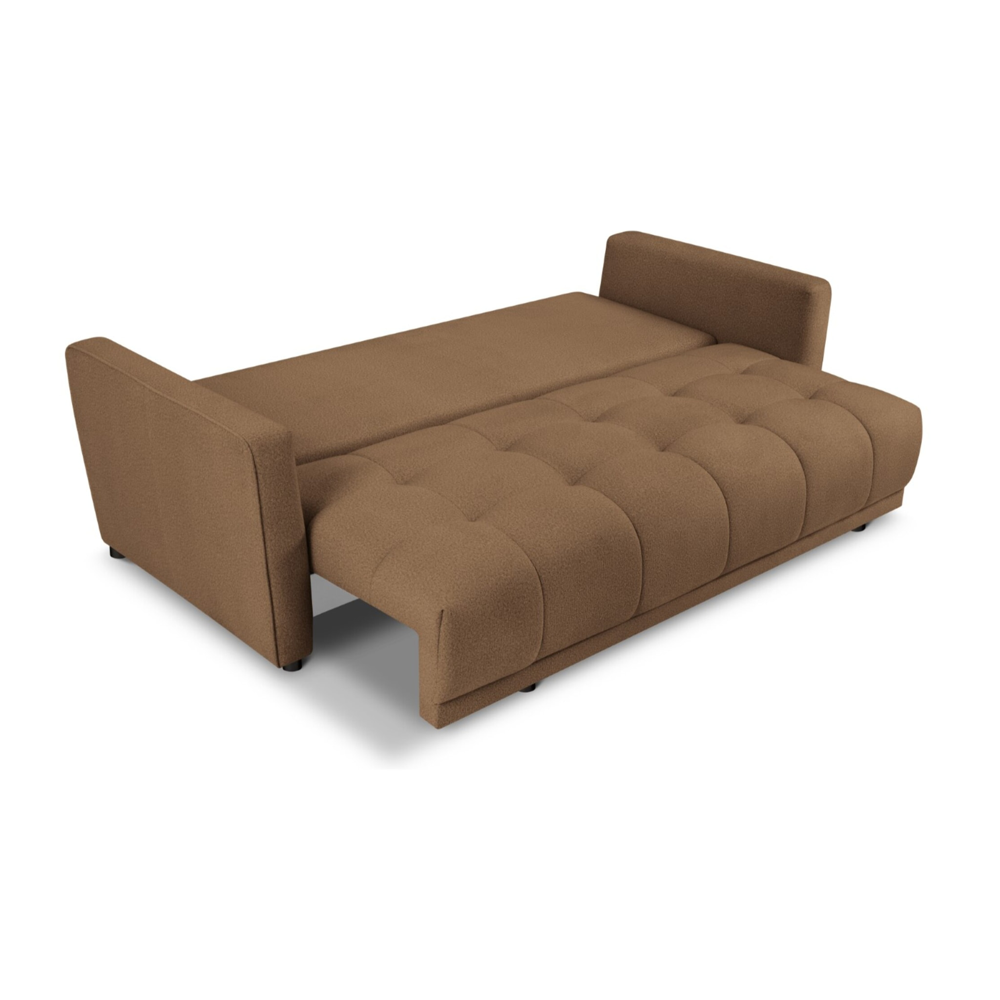 Canapé convertible avec coffre de rangement "Madrid" 3 places en tissu structurel marron