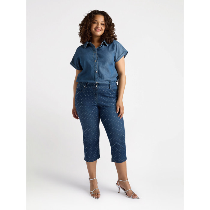 Fiorella Rubino - Jeans cropped con pequeñas tachuelas - Azul