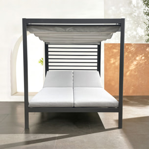 Lit de jardin 2 places structure aluminium gris foncé TALANA