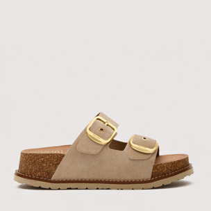 Sandalia Bio Piel Arena con Cuña - Sintran