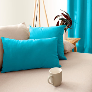 Coussin non déhoussable en coton uni - Turquoise