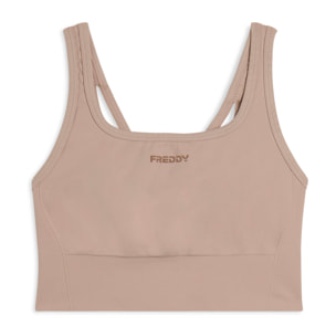 Top sportivo seamless supporto medio con inserti a costine