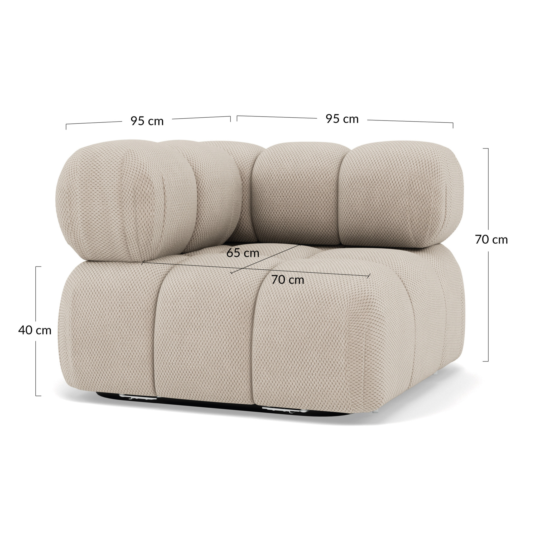 Ruby - module d'assise d'angle gauche en velours texturé - Beige