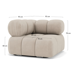 Ruby - module d'assise d'angle gauche en velours texturé - Beige