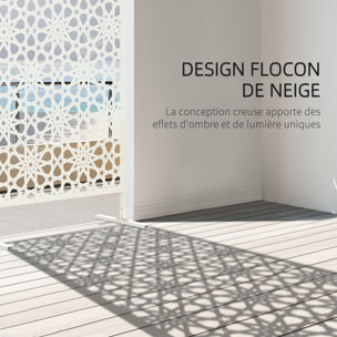 Panneau décoratif extérieur métal - brise vue motif étoiles - visserie incluse - dim. 92L x 45l x 198H cm - acier thermolaqué blanc