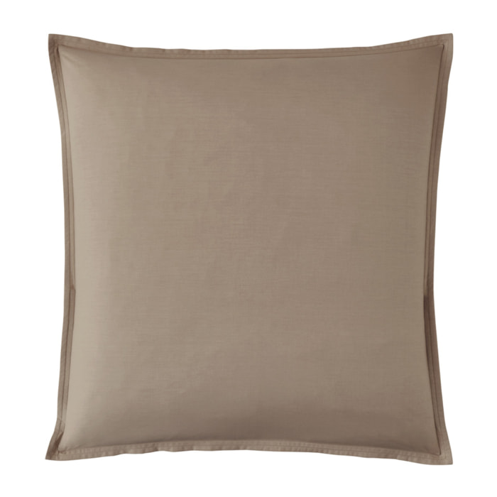 Taie d'oreiller unie en percale de coton, PREMIÈRE, Taupe