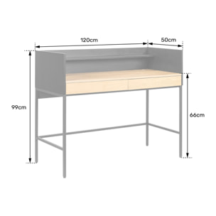 Bureau bois et noir 2 tiroirs ARTHUR