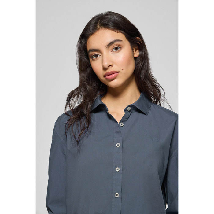 Camisa loose fit azul denim con logo block Polo Club