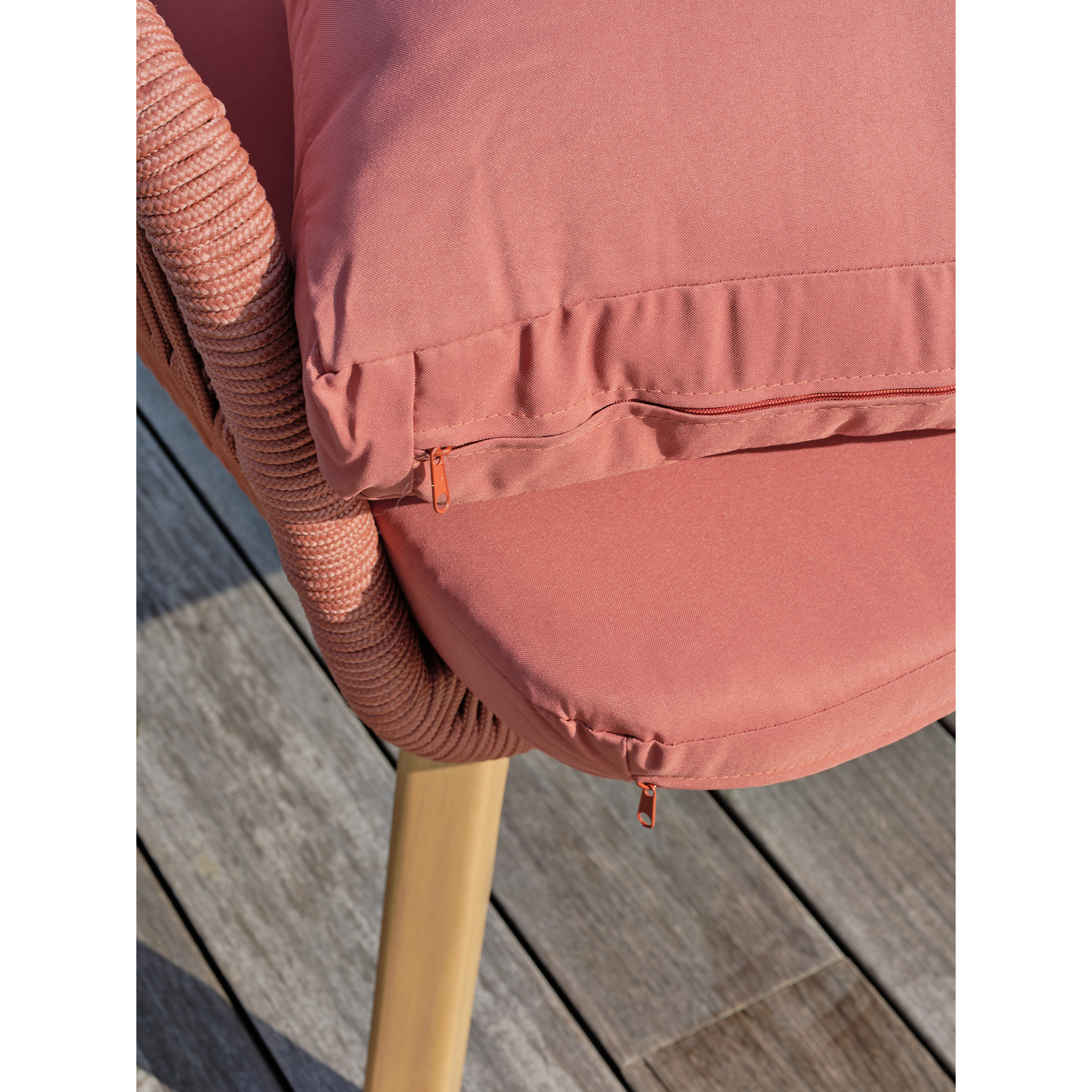 BAHIA - Salon bas de jardin 5 pl en bois d'acacia et corde tissée