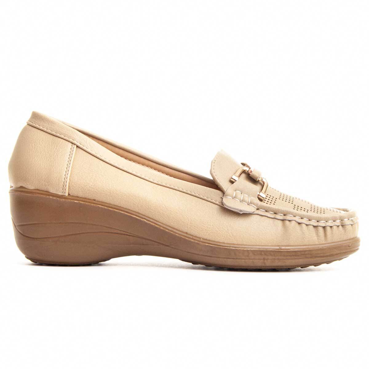 Mocasines de Cuña - Beige - Altura: 5 cm