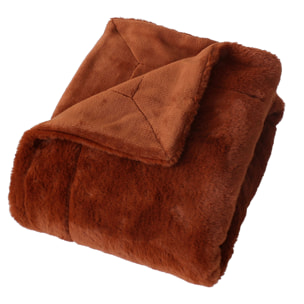 Plaid imitation fourrure double face flanelle - Cuivre