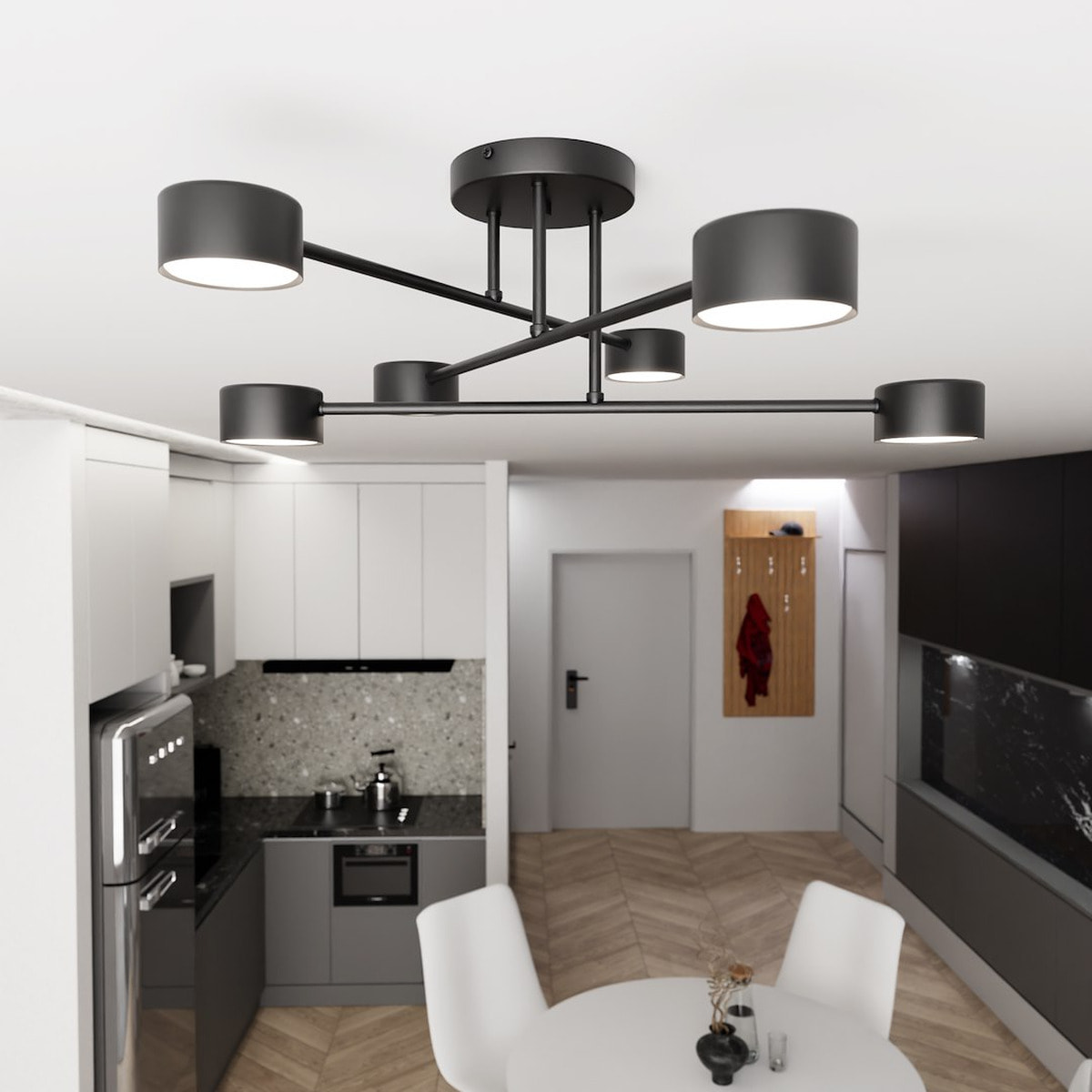 Lampada a sospensione Halo in acciaio nero opaco