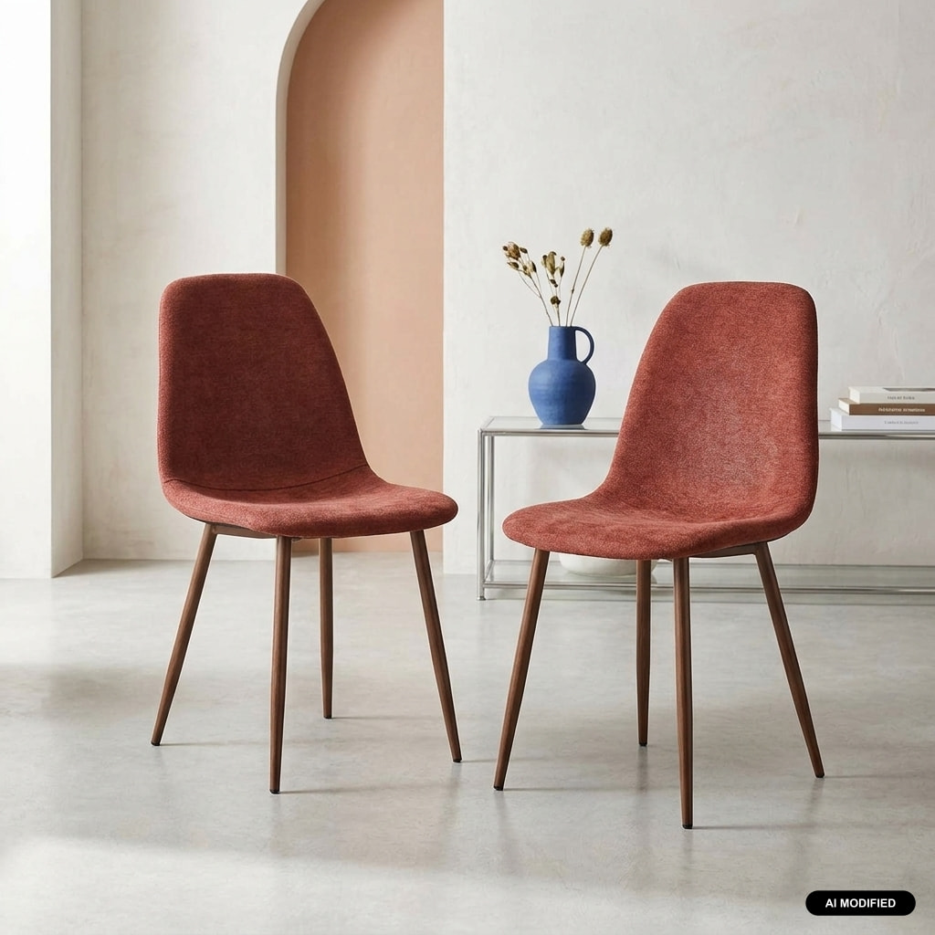Chaise décor bois teinte noyer et tissu (lot de 2) VERA