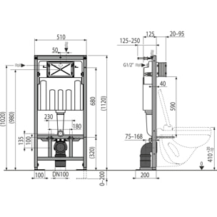 Pack WC Bâti autoportant + WC Ideal Standard Tesi Aquablade sans bride + Plaque Chrome mat (SMART-Tesi-572)