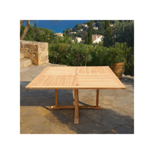 Table de jardin carrée 150 x 150 cm en bois de teck massif - TECKIA