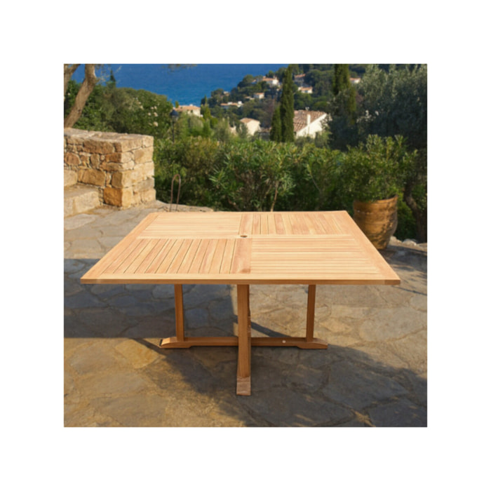 Table de jardin carrée 150 x 150 cm en bois de teck massif - TECKIA