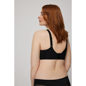Reggiseno riducente nero con schienale anatomico e rinforzato, coppe C, D ed E