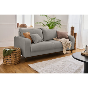 Albane - canapé 3 places - en velours côtelé - Gris clair