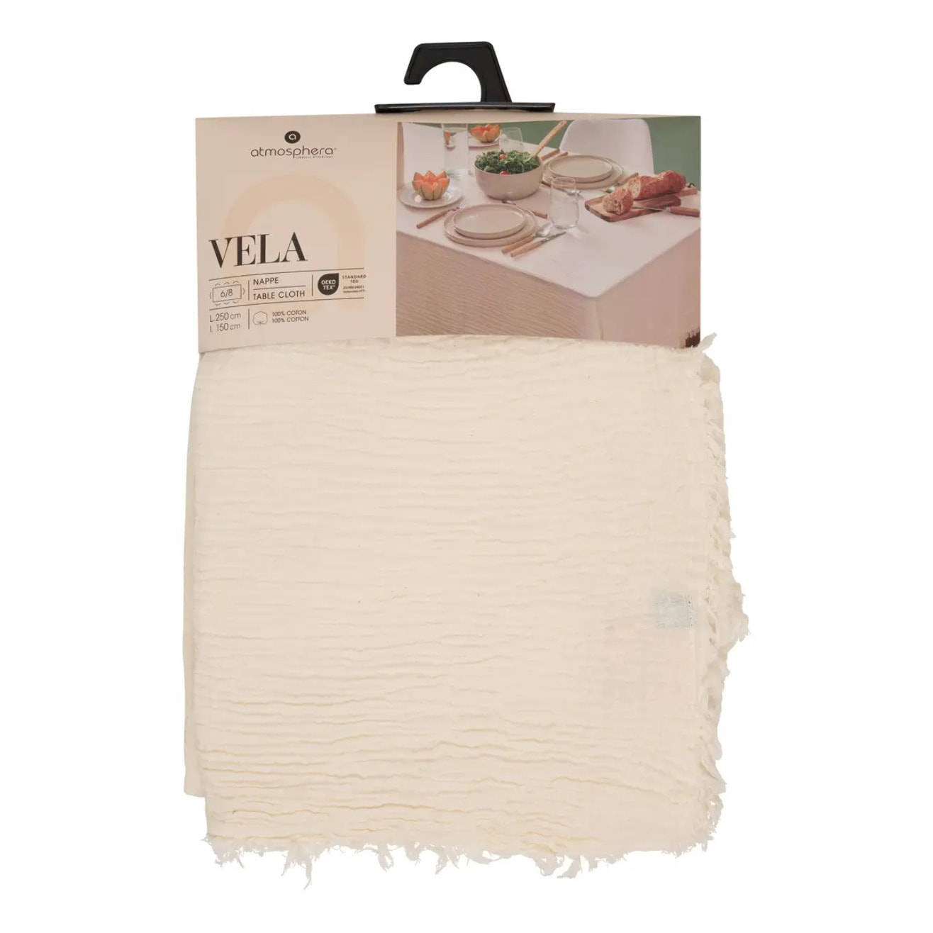 Nappe Vela 150x250cm blanc chaud en gaze de coton