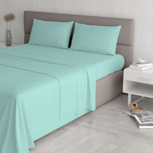 COMPLETO LETTO MAX COLOR, 100% Cotone, Made in Italy - ACQUA