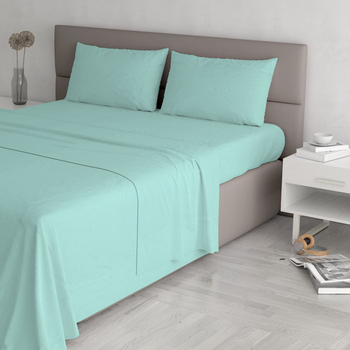 COMPLETO LETTO MAX COLOR, 100% Cotone, Made in Italy - ACQUA
