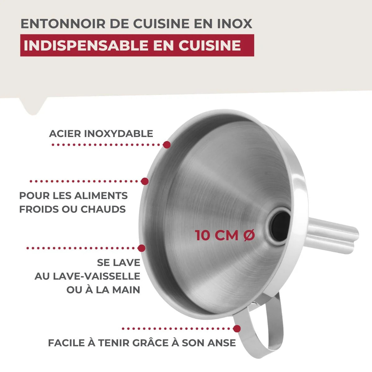 Set de 2 ustensiles de cuisine entonnoir inox Fackelmann Basic