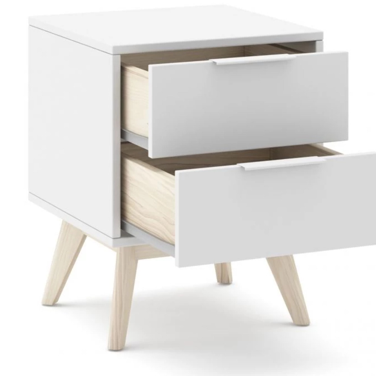 Mesita de noche Numa 2 cajones Blanco - Oak Soft