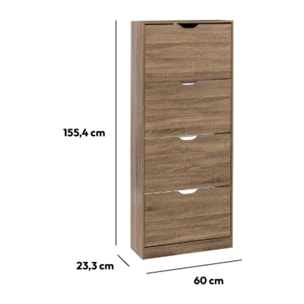 Meuble à chaussures 4 tiroirs Effet chêne naturel Mix N' Modul