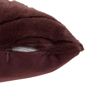 Coussin Arka carré 45x45cm effet fausse fourrure marron