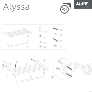 Porte serviettes mural à  fixer en acier ALYSSA Chromé MSV