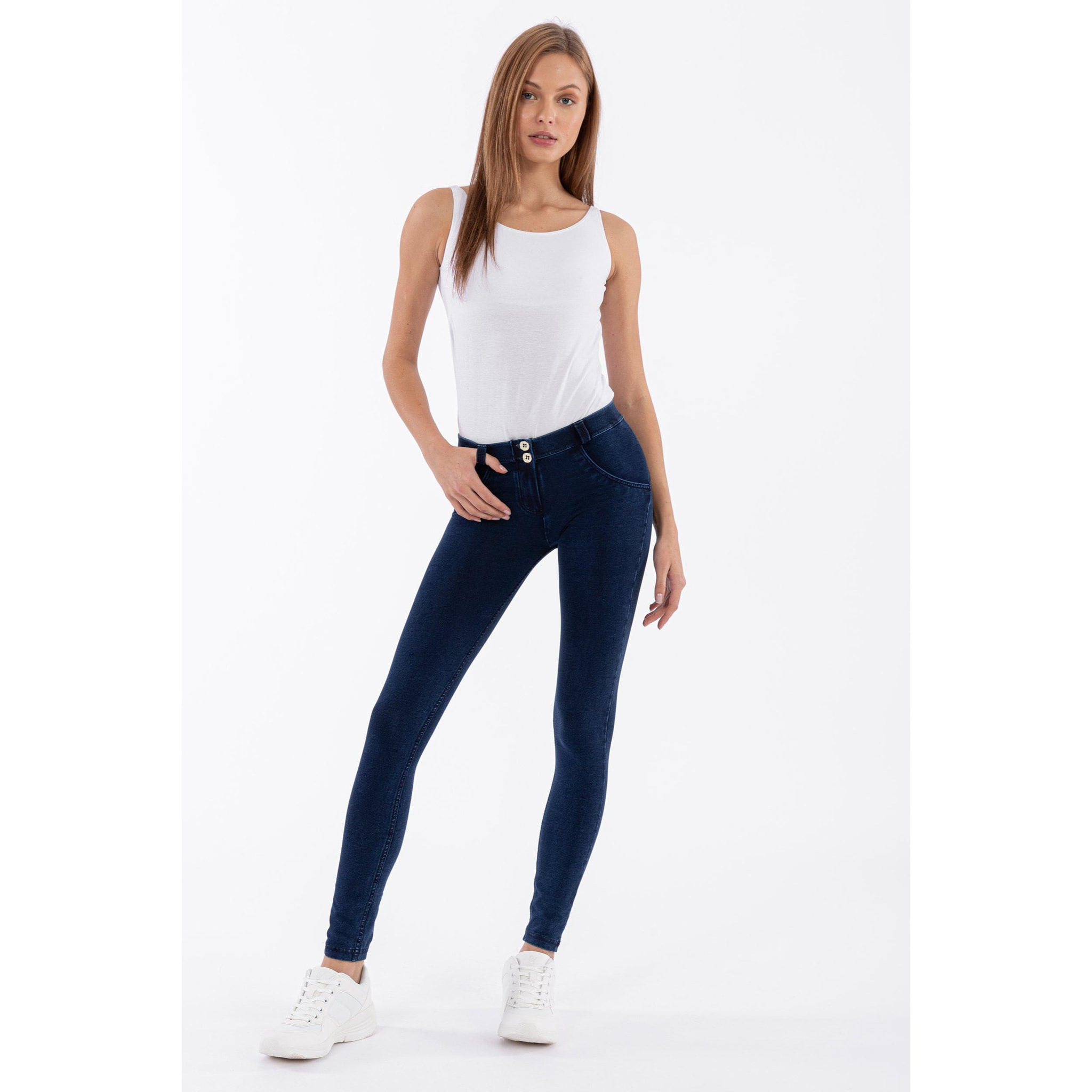 Pantalone WR.UP® skinny vita e lunghezza regular in denim scuro