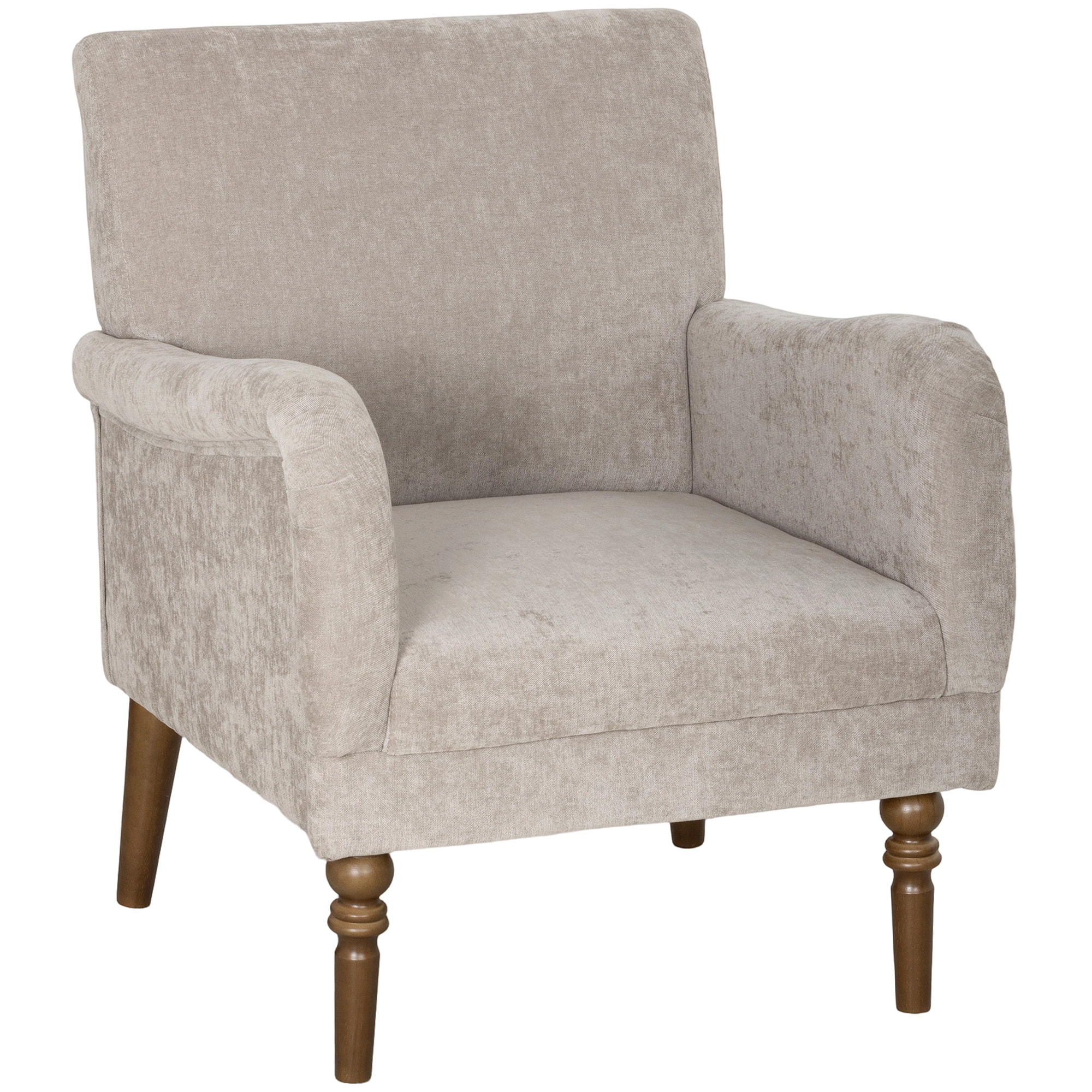 Sillón Relax, Sofá Individual, Tapizado en Lino, Reposabrazos Estilizados, Patas de Madera Maciza, Acolchado Grueso para Salón, Dormitorio y Oficina, Gris