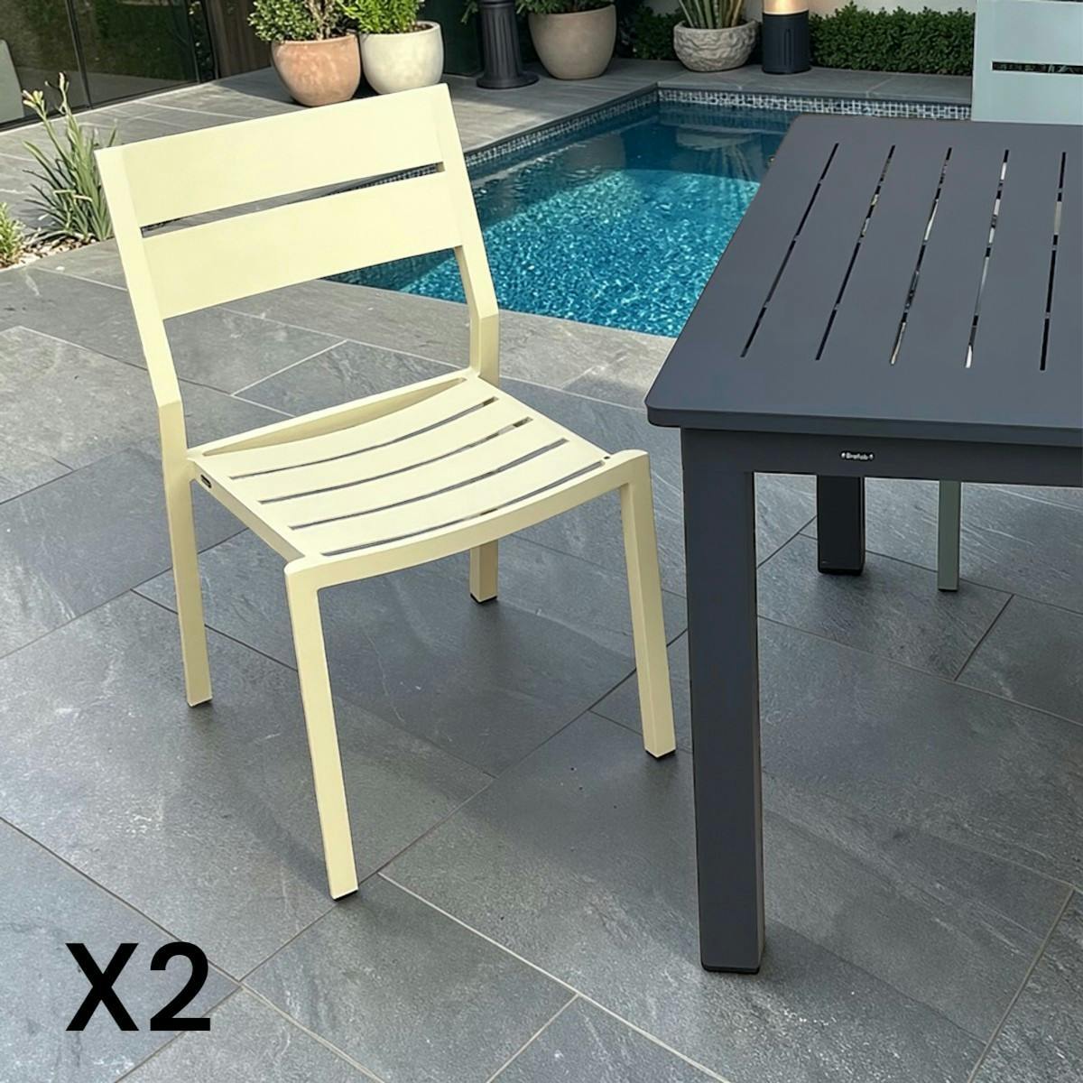 Chaise de jardin en aluminium jaune tendre (lot de 2) STOCKHOLM