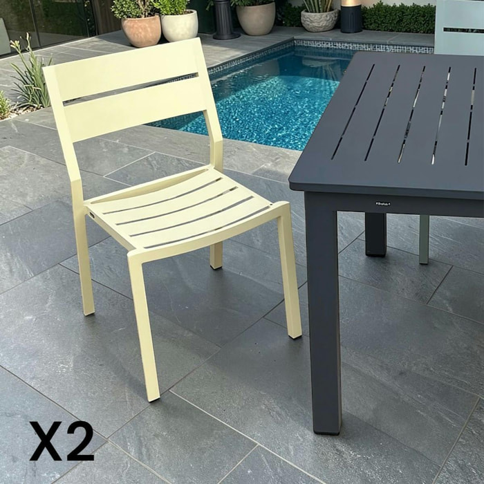 Chaise de jardin en aluminium jaune tendre (lot de 2) STOCKHOLM